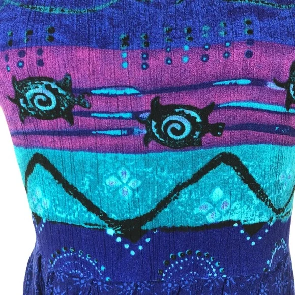 Just in Thyme Ltd vintage blue ocean themed dress size 14P - Picture 4 of 11